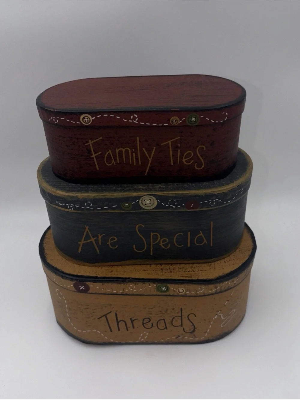 Stacked Decorative Storage Boxes - Family Ties Threads Are Special - Multi-Color